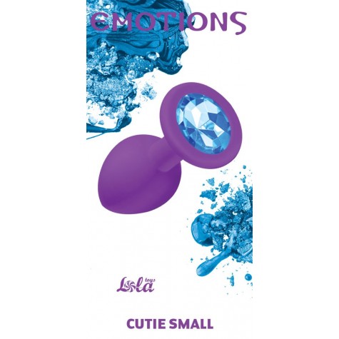 Малая фиолетовая анальная пробка Emotions Cutie Small с голубым кристаллом - 7,5 см.