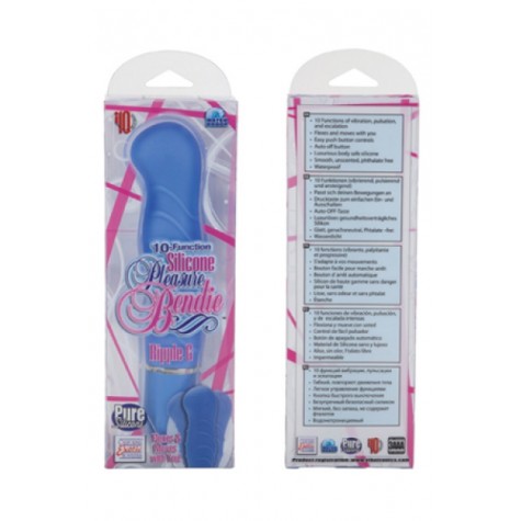 Голубой гнущийся вибратор Silicone Pleasure Bendie Ripple G's - 17,3 см.